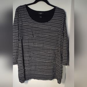 ALFANI Elegant Black and White Patterned Top size 3X #385